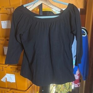 Soft Surroundings Ballet Off Shoulder Wire Bra Shelf Black Top Size 38DD